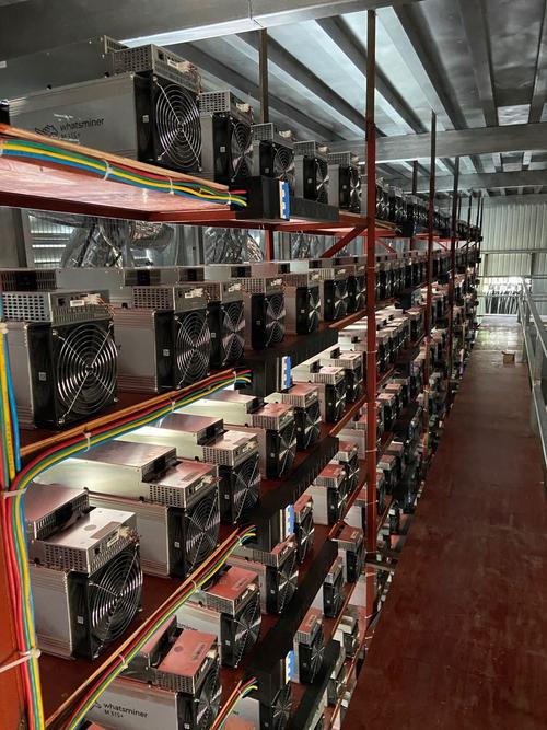 A view of a modern mining farm with rows of ASIC miners, highlighting the importance of efficient cooling and power management.