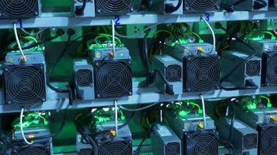 A detailed view of a GPU mining rig showcasing the arrangement of graphics cards